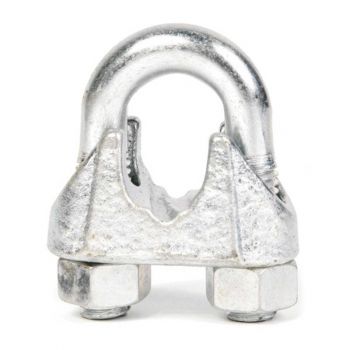 Wire Rope Clip, Malleable, Zinc, 1/16”
