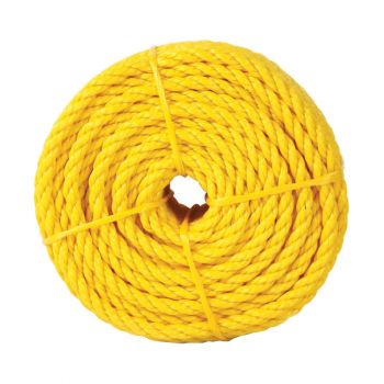Polypropylene Rope, Twisted, Yellow, 1/4”x50’