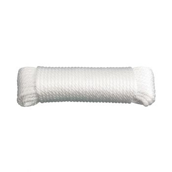 Nylon Rope, Solid Braid, White, 1/4”x100’