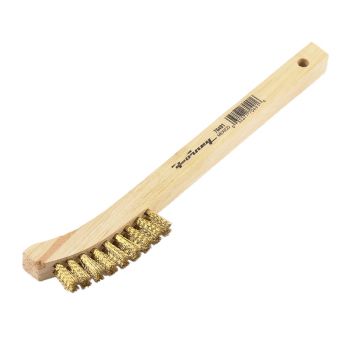 Scratch Brush with Curved Handle, Brass, 2 x 9 Rows