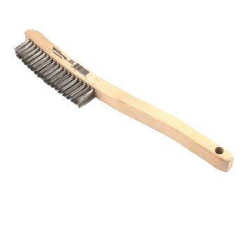 Scratch Brush with Long Handle, Stainless, 3 x 19 Rows