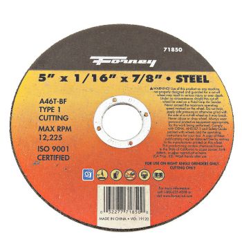 Cut-Off Wheel, Metal, Type 1, 5" x 1/16" x 7/8"