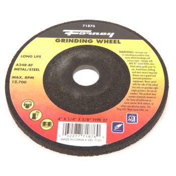 Grinding Wheel, Metal, Type 27, 4" x 1/4" x 5/8"