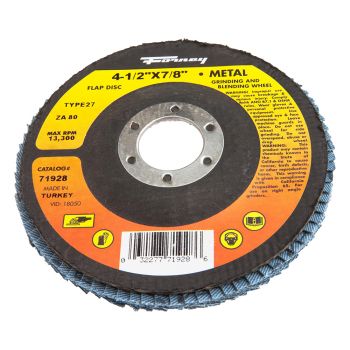 Flap Disc, Type 27, 4-1/2" x 7/8", ZA80