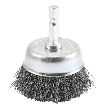 Cup Brush Crimped, 2" x .012" x 1/4" Hex Shank