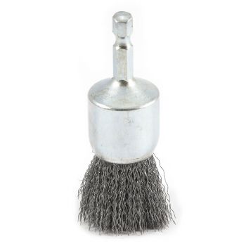 End Brush Crimped, 1" x .008" x 1/4" Hex Shank