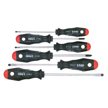 Felo 6 pc Slotted & Phillips Screwdriver Set - 2 Component Handle