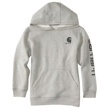 Boy’s Hooded Pullover Logo Sweatshirt, Grey Heather