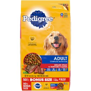 Pedigree Adult Complete Nutrition Grilled Steak & Vegetable Flavor Dog Food, 50 lb.