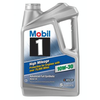 Mobil 1 High Mileage Full Synthetic Motor Oil 10W-30, 5 Qt.
