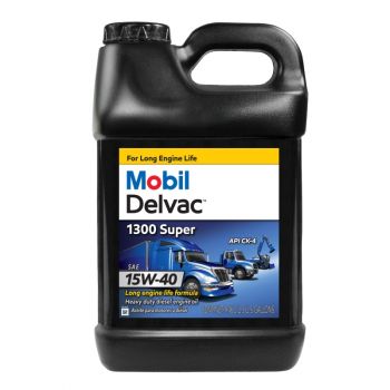 Mobil Delvac 1300 Super Heavy Duty Synthetic Blend Diesel Engine Oil 15W-40, 2.5 Gal.