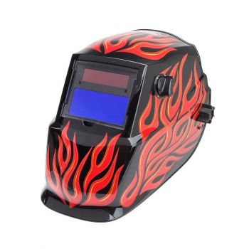 Lincoln Electric Auto-Darkening Welding Helmet with Grind Mode — Red Steel Flame