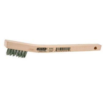 Lincoln Electric 8 in. Long Wooden Handled Stainless Steel Welding Wire Brush (.3 in. x 1.6 in. Bristle Area 3 x 7 Row)