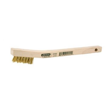 Lincoln Electric 8 in. Long Wooden Handled Brass Welding Wire Brush (.3 in. x 1.6 in. Bristle Area 3 x 7 Row) for Cleaning Aluminum