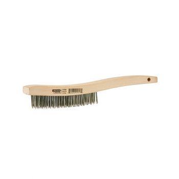 Lincoln Electric 14 in. Long Wooden Handled Stainless Steel Welding Wire Brush (.7 in. x 6.4 in. Bristle Area 3 x 19 Row)