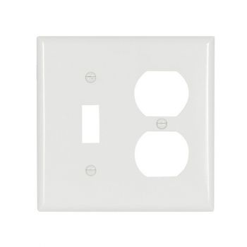 Eaton Standard 2-Gang Combination (1-Toggle and 1- Duplex) Wallplate, White