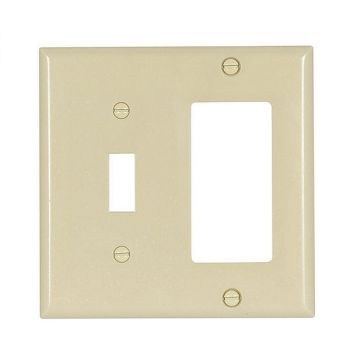 Eaton Standard 2-Gang Combination (1-Toggle and 1- Decorator) Wallplate, Ivory