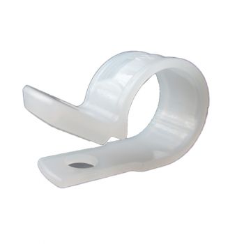 Plastic Cable Clamp, 1/2" Dia, Smooth Edge, Fast Install, Screw or Nail Mount, Natural, 12 Pk
