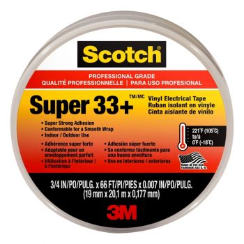 Scotch® Super 33+ Vinyl Electrical Tape, 3/4” x 66’ x 0.007”