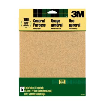 3M™ Aluminum Oxide Medium Grit Sandpaper, 9” x 11”