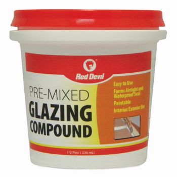 Pre-Mixed Glazing Compound, 1/2 Pint Tub