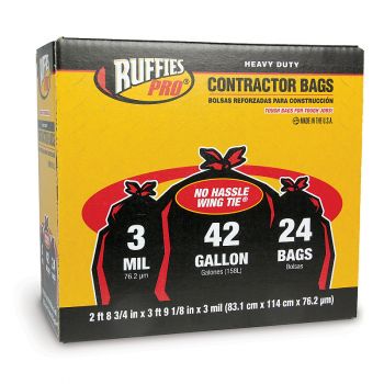 Ruffies Heavy Duty Contractor Bags, 42 Gal, 24 ct