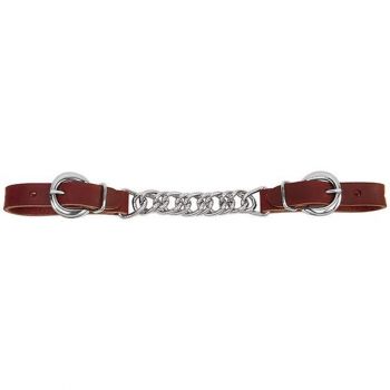 Latigo Leather 4-1/2" Single Flat Link Chain Curb Strap