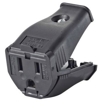 Leviton Grounded 15A Connector Cord End, Black