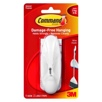 Wire Hook With Command Adhesive, Large