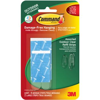 Command Outdoor Clear Refill Strips, 6 pk