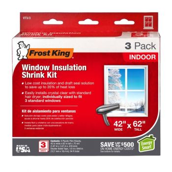 Frost King Window Insulation Shrink Kit, Indoor, 3 Pack, 62” x 126”