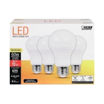 LED Bulb A19 Non-Dim 60W 27K Soft White 4 pk