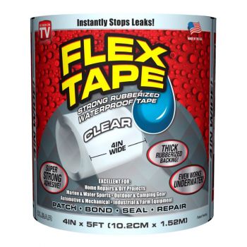 Rubberized Waterproof Flex Tape, 4 in. x 5 ft., Clear