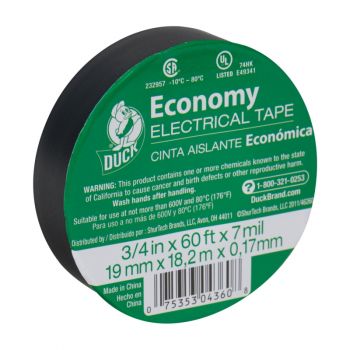 Duck® Brand Economy Electrical Tape - Black, .75 in. x 60 ft. x 7 mil.