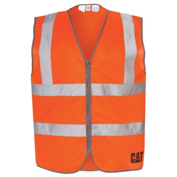 CAT Hi-Vis Zip Vest, Hi-Vis Orange, XL/2XL
