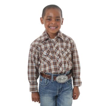 Boy’s Dress Western Long Sleeve Plaid Shirt – Assorted