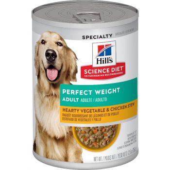Hill's Science Diet Adult Perfect Weight Canned Dog Food, Hearty Vegetable & Chicken Stew, 12.5 oz