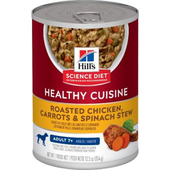 Hill's Science Diet Senior 7+ Healthy Cuisine Canned Dog Food, Roasted Chicken, Carrots, & Spinach Stew, 12.5 oz