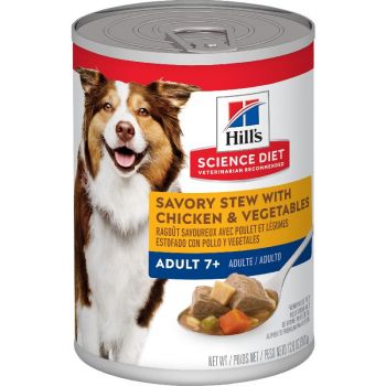 Hill's Science Diet Senior 7+ Canned Dog Food, Savory Stew with Chicken & Vegetables, 12.8 oz