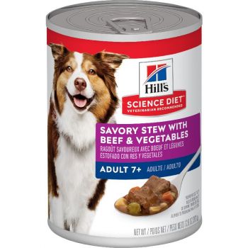 Hill's Science Diet Senior 7+ Canned Dog Food, Savory Stew with Beef & Vegetables, 12.8 oz