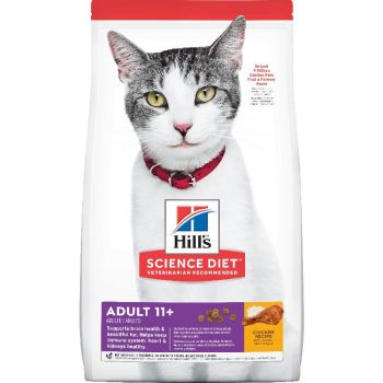 Hill's Science Diet Senior 11+ Dry Cat Food, Chicken Recipe, 15.5 lb Bag