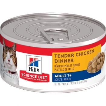 Hill's Science Diet Senior 7+ Canned Cat Food, Tender Chicken Dinner, 5.5 oz