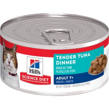 Hill's Science Diet Senior 7+ Canned Cat Food, Tender Tuna Dinner, 5.5 oz