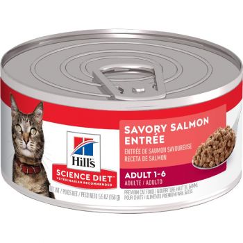 Hill's Science Diet Adult Canned Cat Food, Savory Salmon Entrée, 5.5 oz