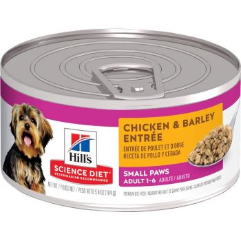 Hill's Science Diet Adult Small Paws Canned Dog Food, Chicken & Barley Entrée, 5.8 oz