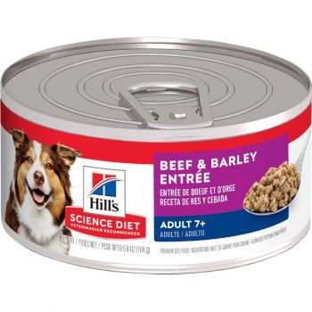 Hill's Science Diet Senior 7+ Canned Dog Food, Beef & Barley Entrée, 5.8 oz