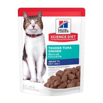 Hill's Science Diet Senior 7+ Cat Food, Tuna, 2.8 oz pouch