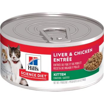 Hill's Science Diet Kitten Canned Cat Food, Liver & Chicken Entrée, 5.5 oz