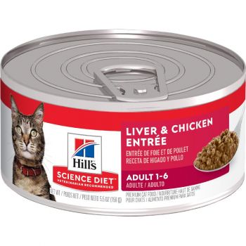 Hill's Science Diet Adult Canned Cat Food, Liver & Chicken Entrée, 5.5 oz