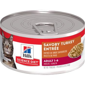 Hill's Science Diet Adult Canned Cat Food, Savory Turkey Entrée, 5.5 oz